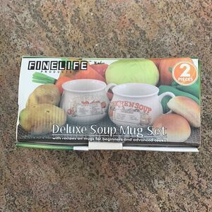 Fine Life Deluxe Soup Mug Set Recipes On Mugs Beginners Advanced  Cooks Set 2